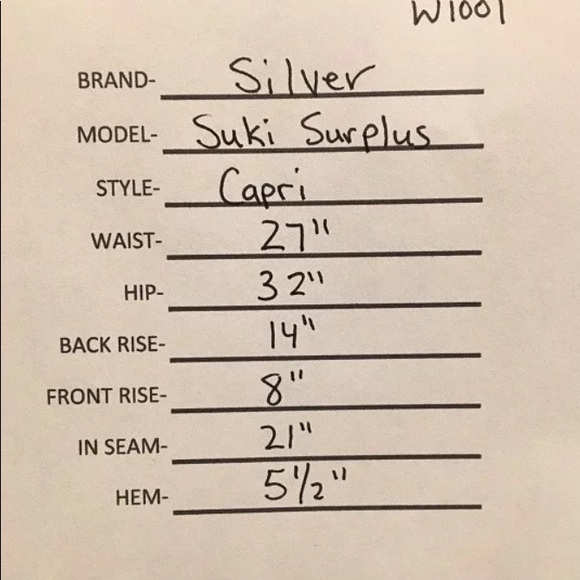 Silver Suki Capri dark flap pocket jeans Size25 - Picture 7 of 7